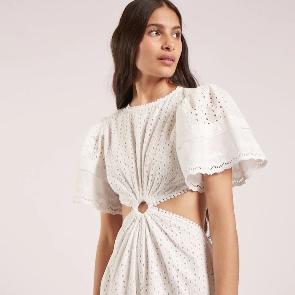 Maia Bergman Caroline Eyelet Cutout Ivory Mini Dress 🐑🐇